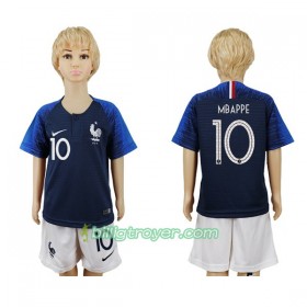 Billige Fotballdrakter Frankrike Mbappe 10 Barn VM 2018 Hjemmedraktsett